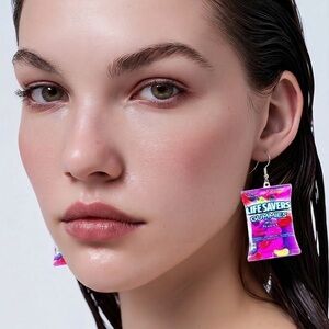 NWT Novelty Earrings - Acrylic Design Lifesaver Dangle Earrings